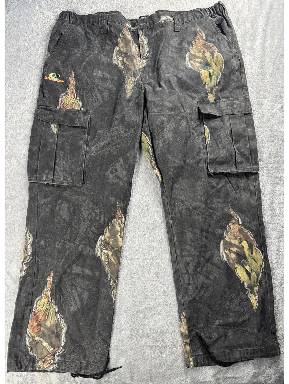 Mossy Oak Mens Cargo Pants Size XXXL (48/50) Black Camo Break-Up Eclipse Hunting